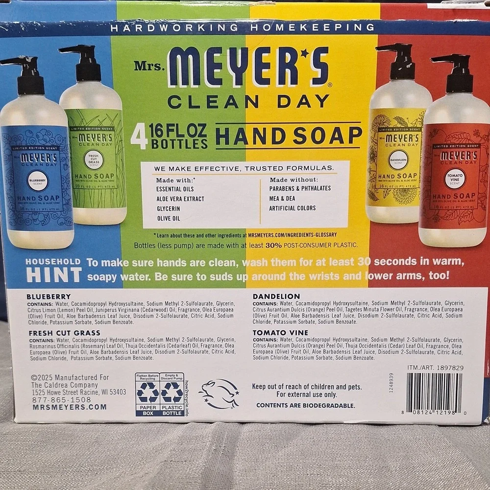 Mrs. Meyers Clean Day Hand Soap Variety Pack, 16 Fluid Ounce 4 Pack Limited Ed